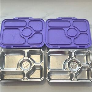 Two Yumbox Purple and metal Lunchbox Set